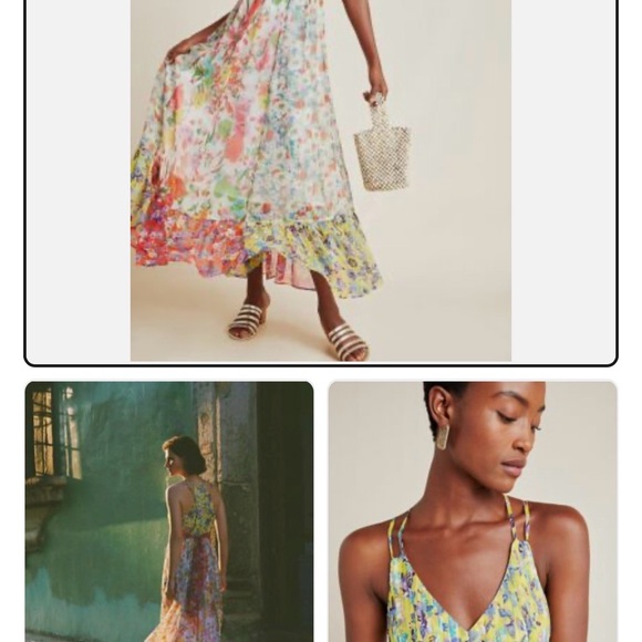 Anthropologie Multicolor Floral Halter Maxi Dress with Waist Sash - Picture 3 of 13